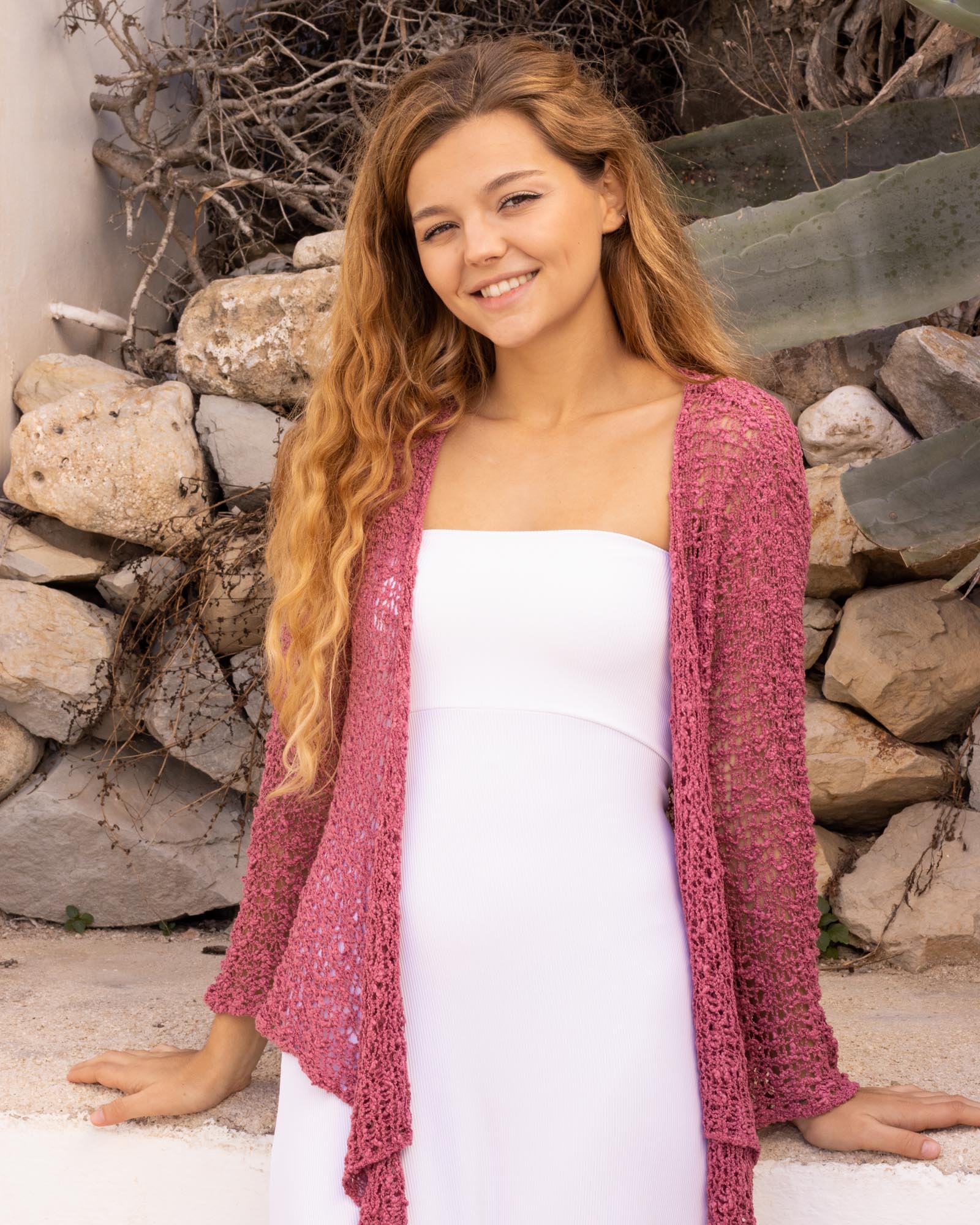 Cárdigan rosa antiguo