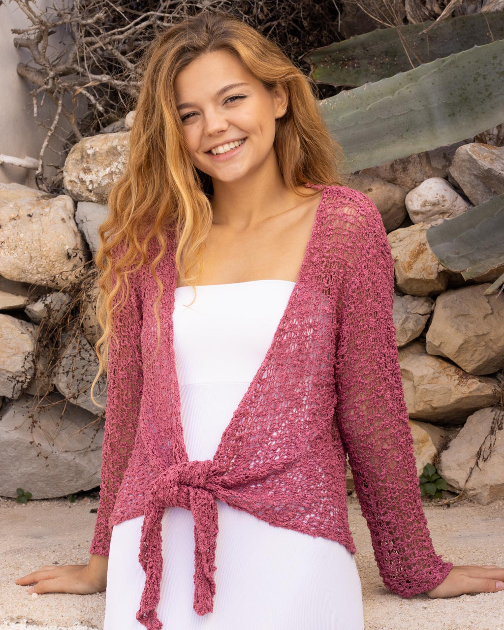 Cárdigan rosa antiguo