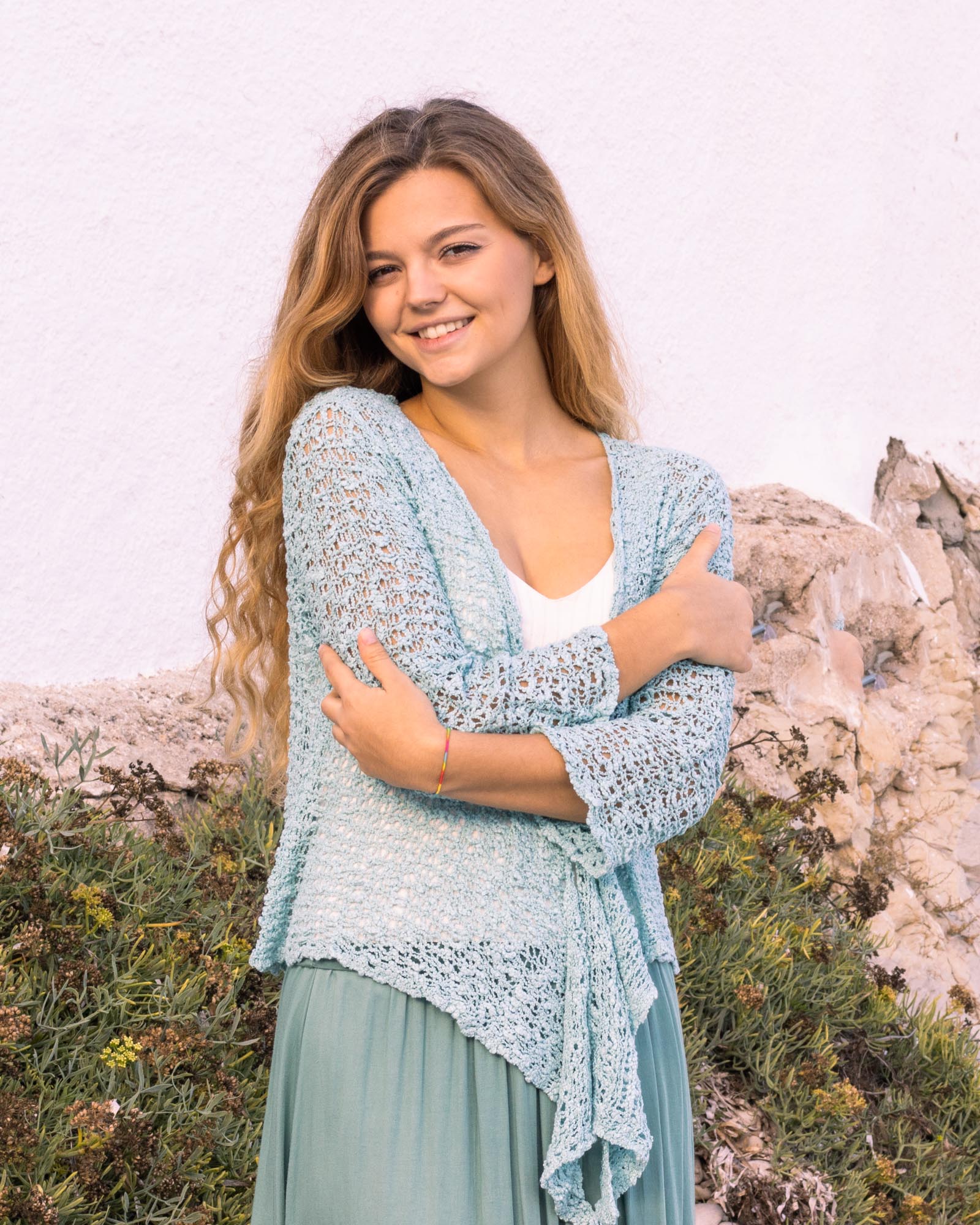 Cárdigan turquesa claro