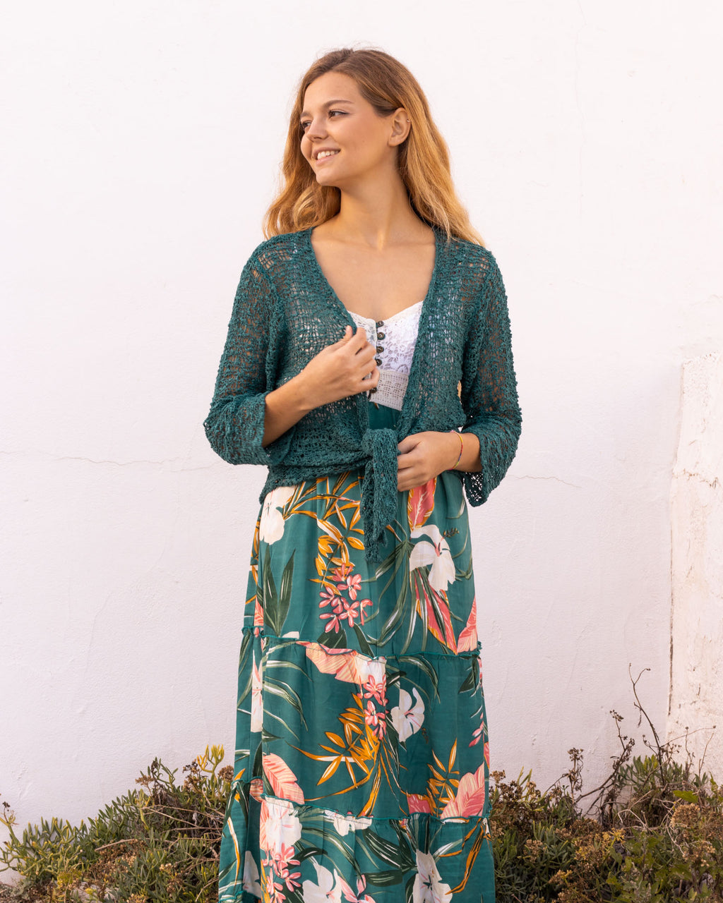 Cárdigan verde turquesa