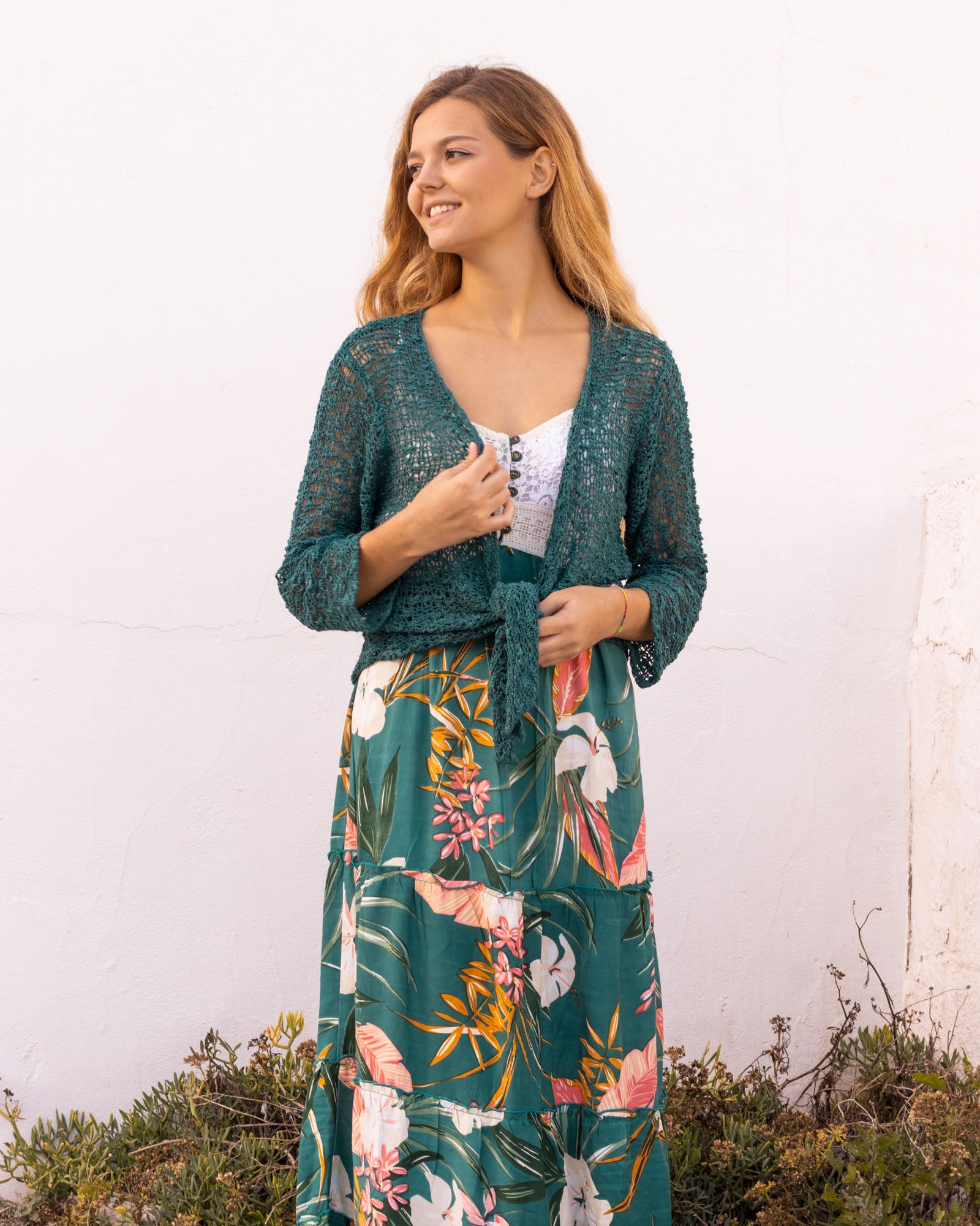 Cárdigan verde turquesa