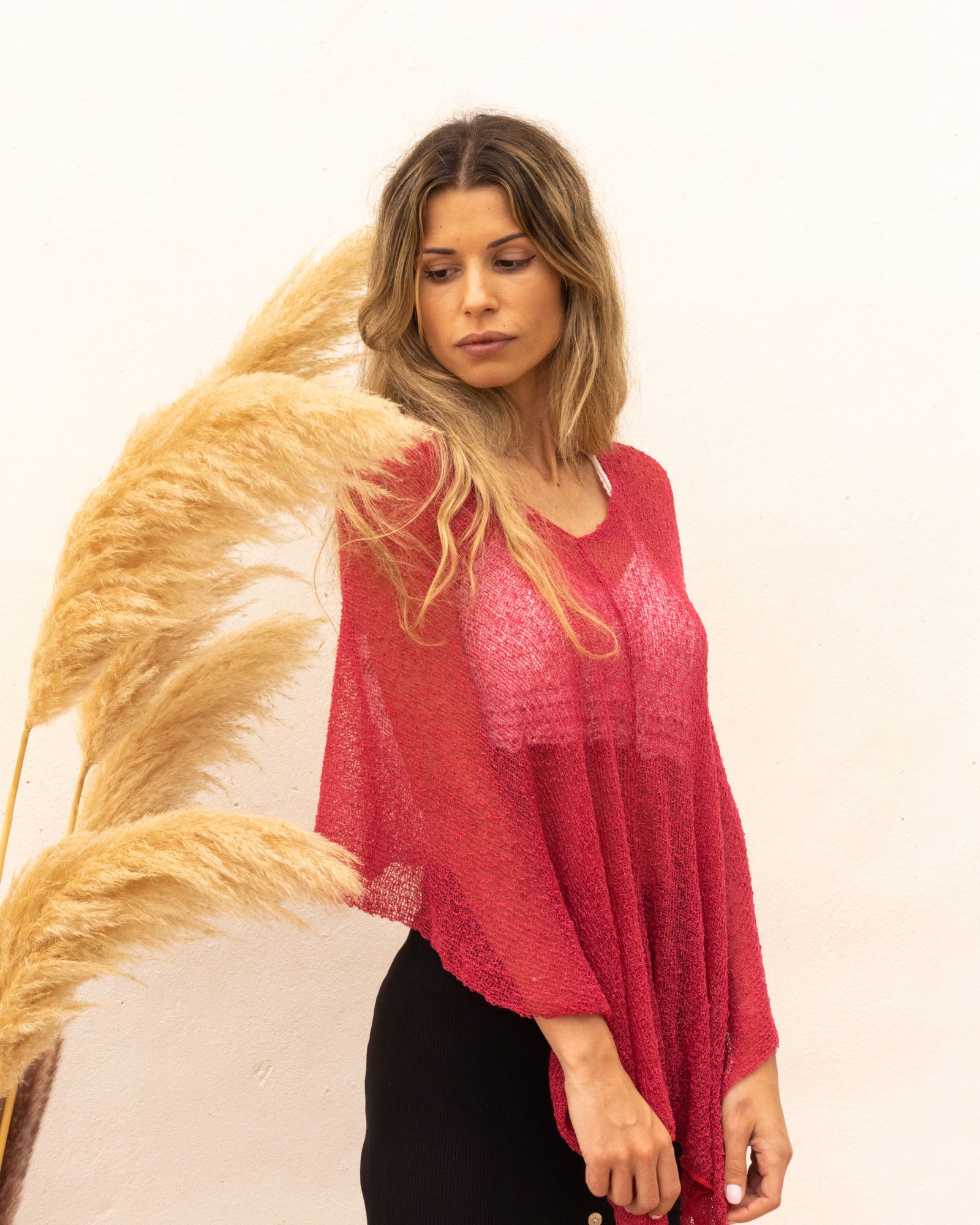 Ponchito versátil coral