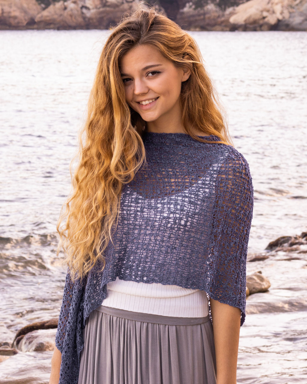 Poncho bohemio denim