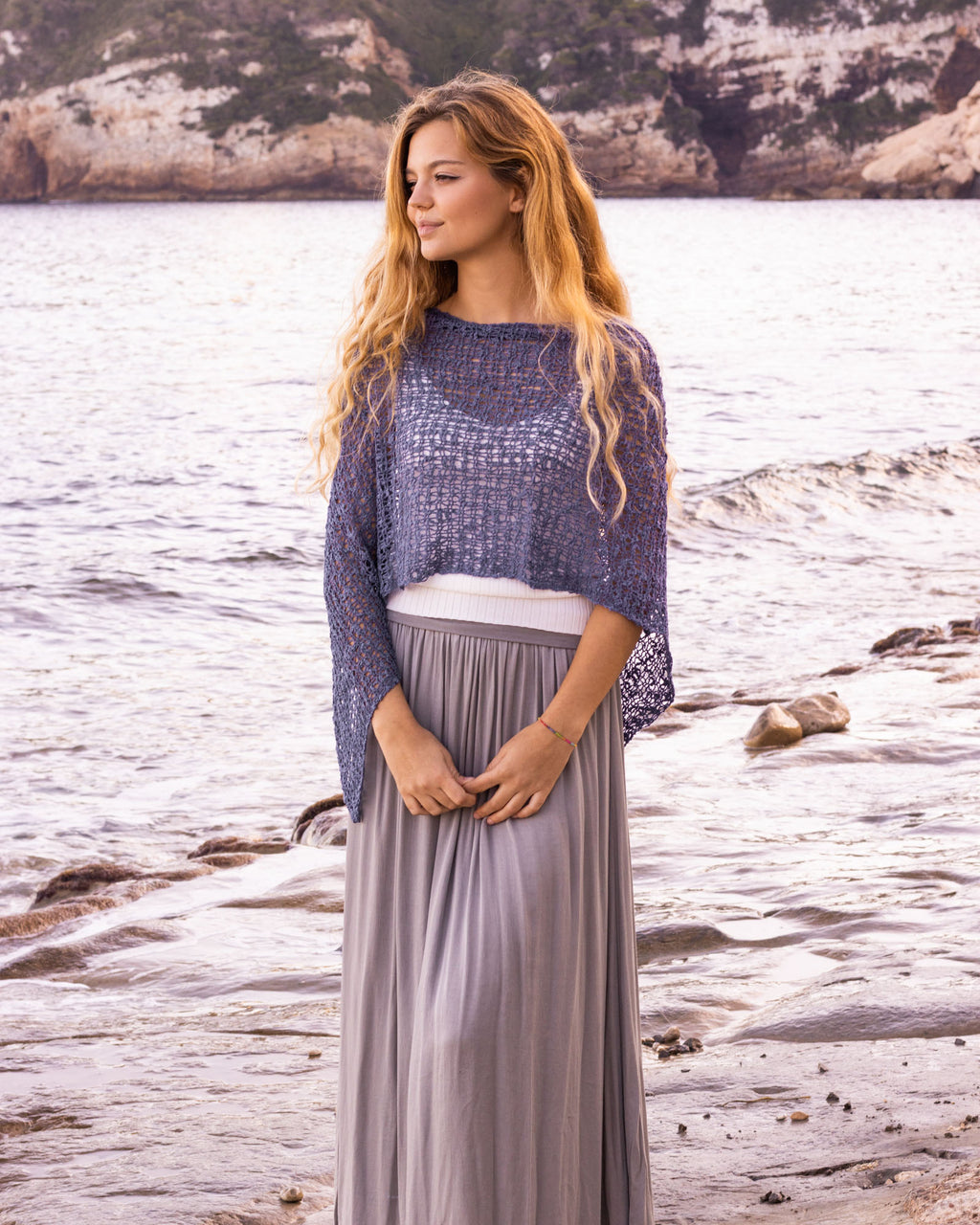 Poncho bohemio denim