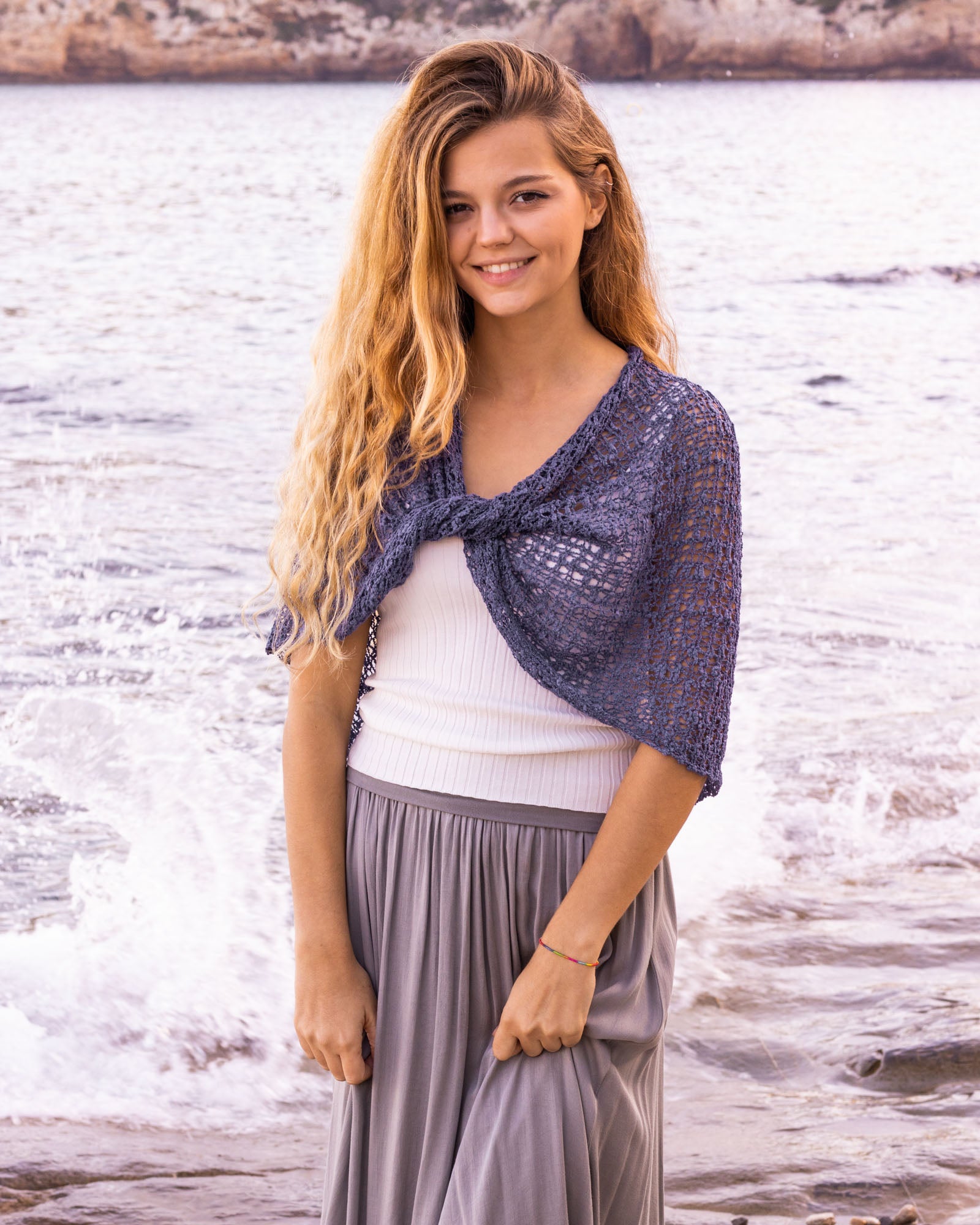 Poncho bohemio denim