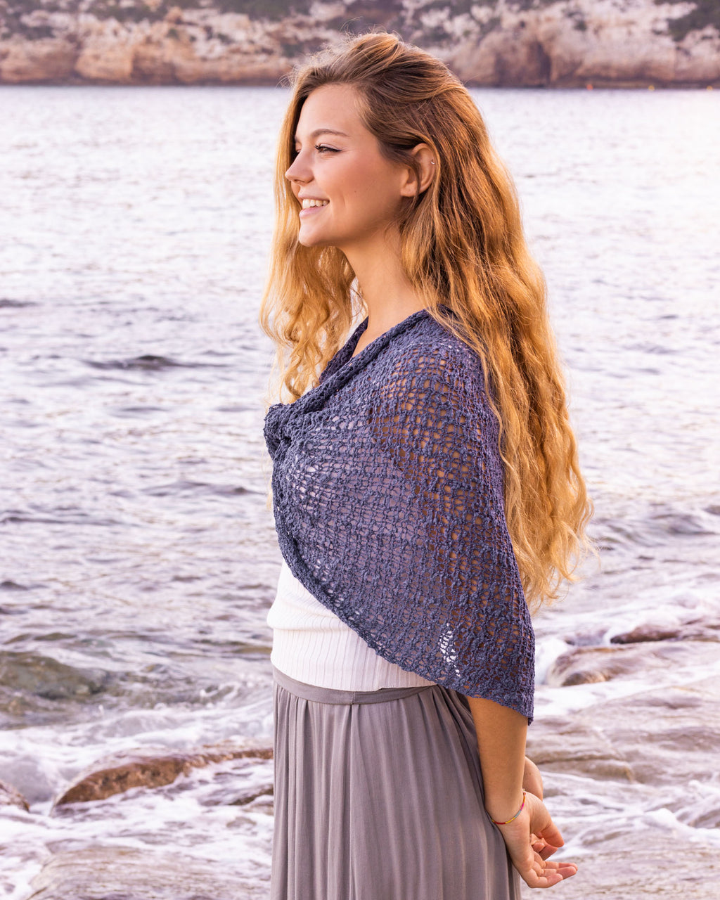 Poncho bohemio denim