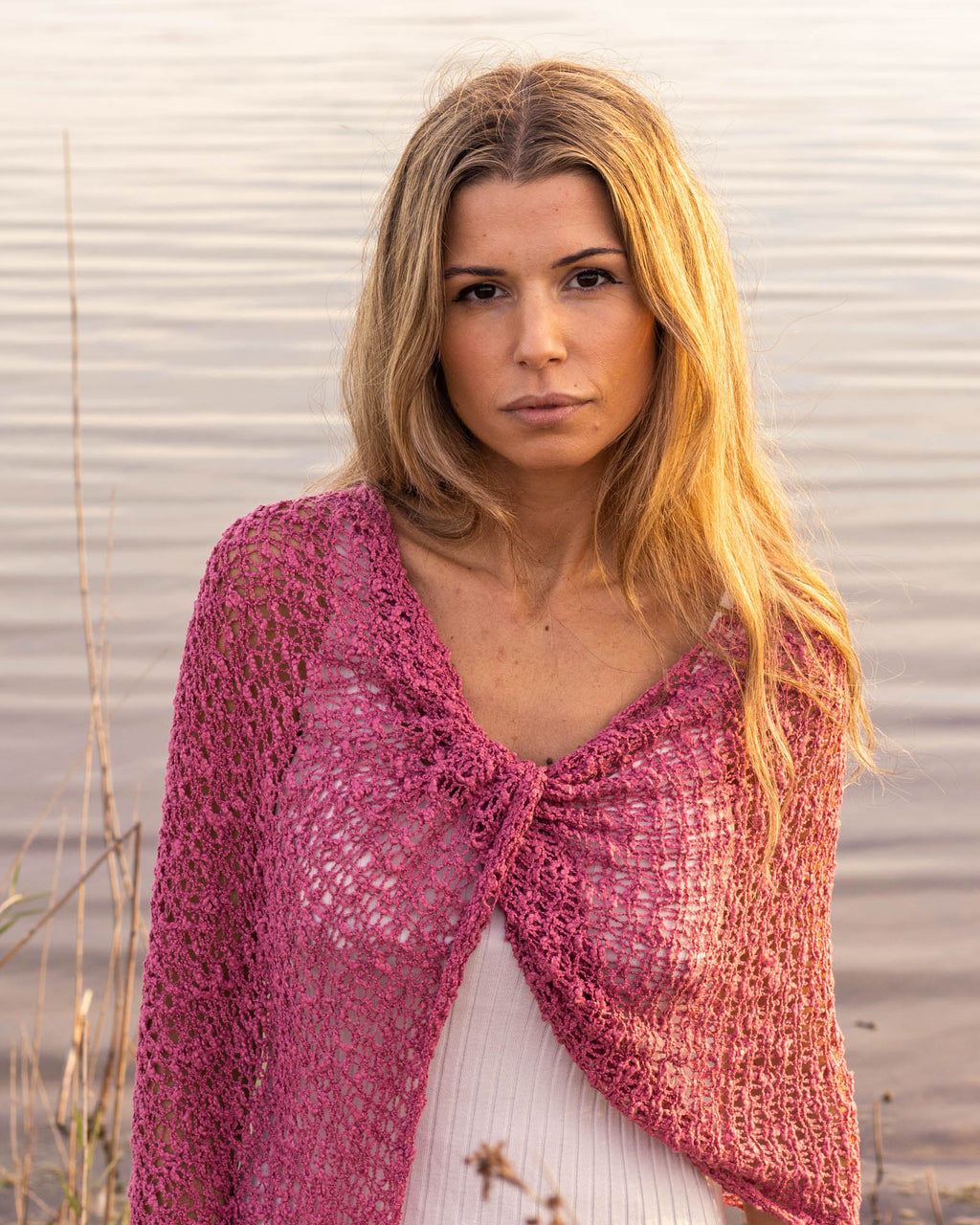 Poncho bohemio rosa antiguo